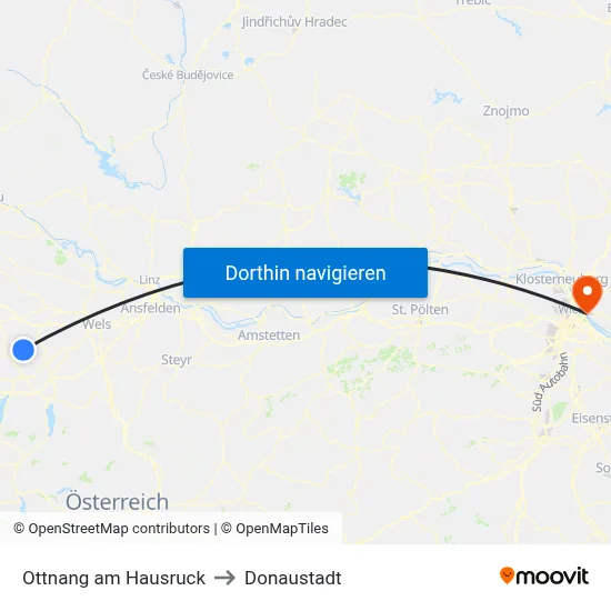 Ottnang am Hausruck to Donaustadt map