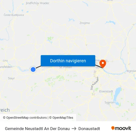 Gemeinde Neustadtl An Der Donau to Donaustadt map