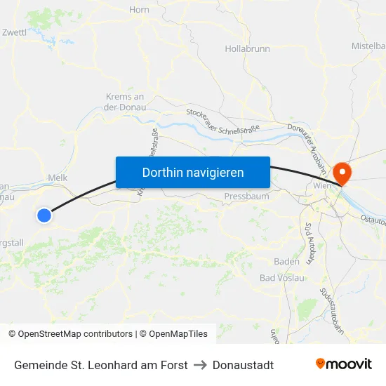 Gemeinde St. Leonhard am Forst to Donaustadt map