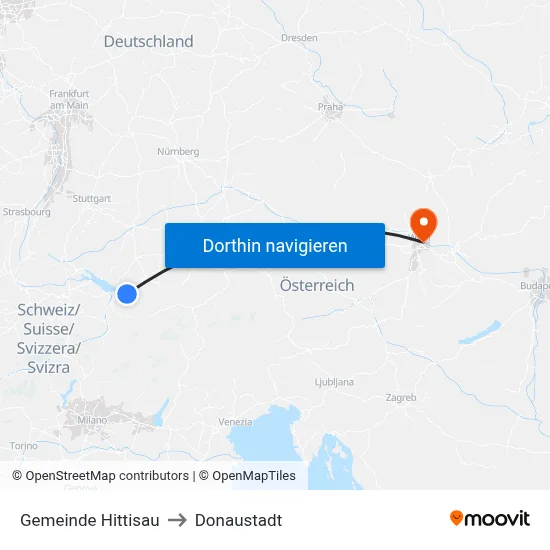 Gemeinde Hittisau to Donaustadt map