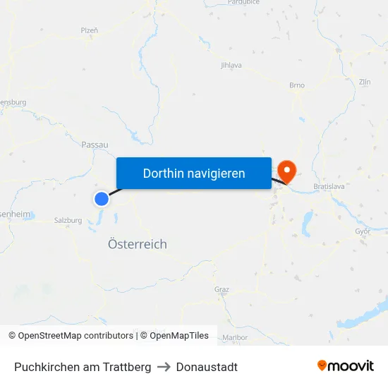 Puchkirchen am Trattberg to Donaustadt map