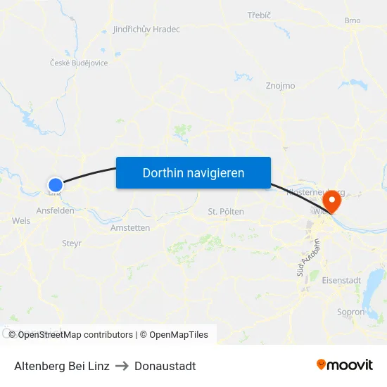 Altenberg Bei Linz to Donaustadt map
