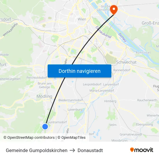Gemeinde Gumpoldskirchen to Donaustadt map