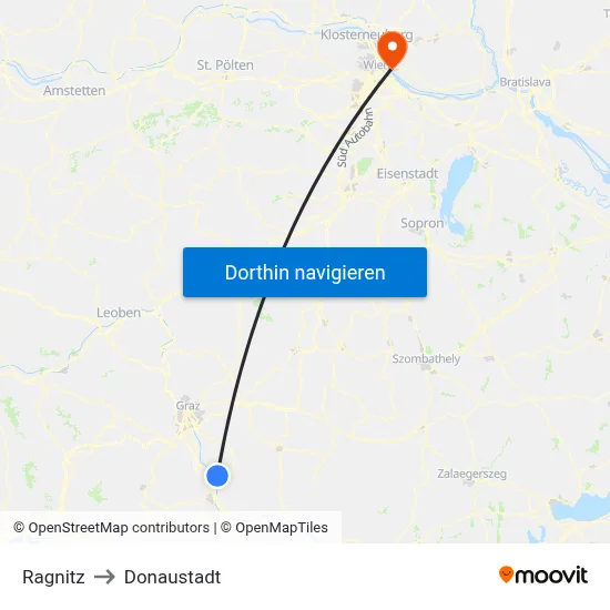 Ragnitz to Donaustadt map