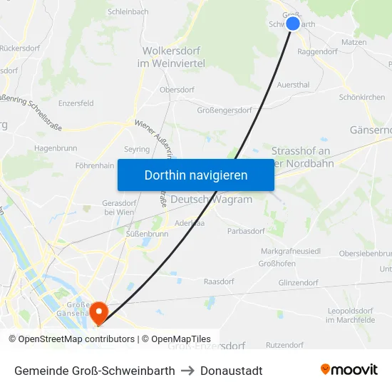 Gemeinde Groß-Schweinbarth to Donaustadt map