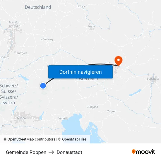 Gemeinde Roppen to Donaustadt map
