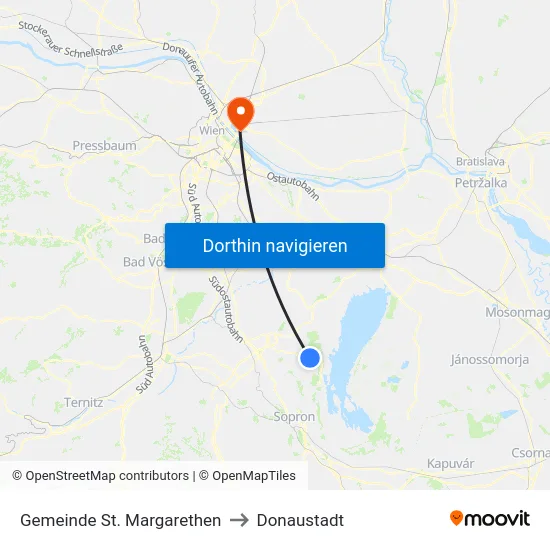 Gemeinde St. Margarethen to Donaustadt map