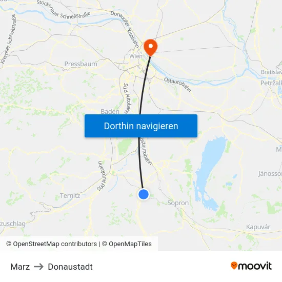 Marz to Donaustadt map