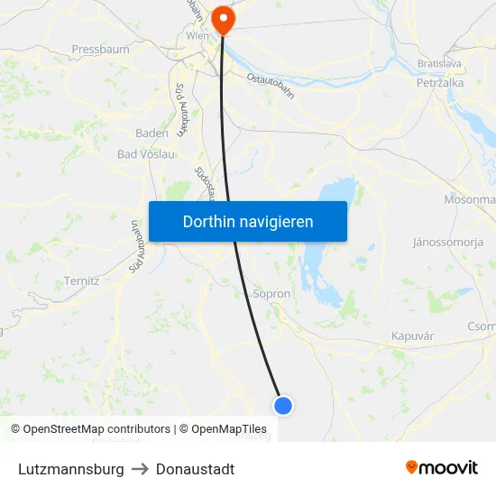 Lutzmannsburg to Donaustadt map
