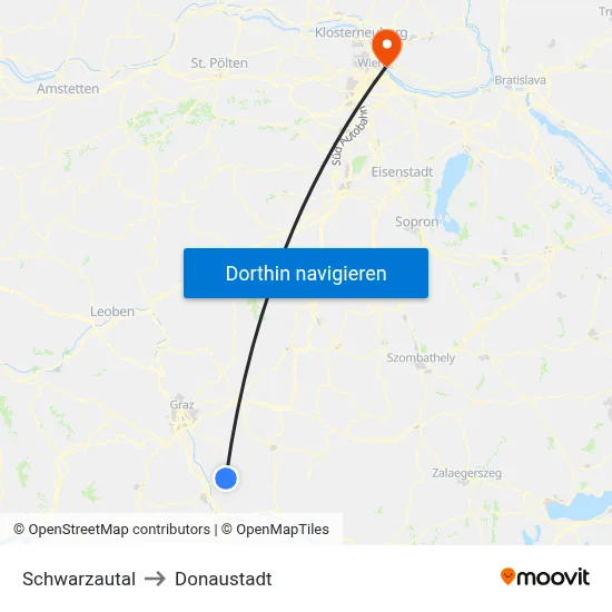 Schwarzautal to Donaustadt map