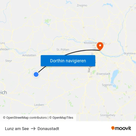 Lunz am See to Donaustadt map