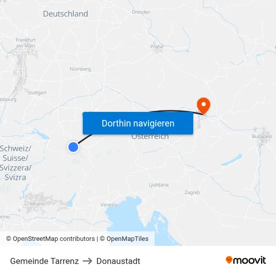 Gemeinde Tarrenz to Donaustadt map