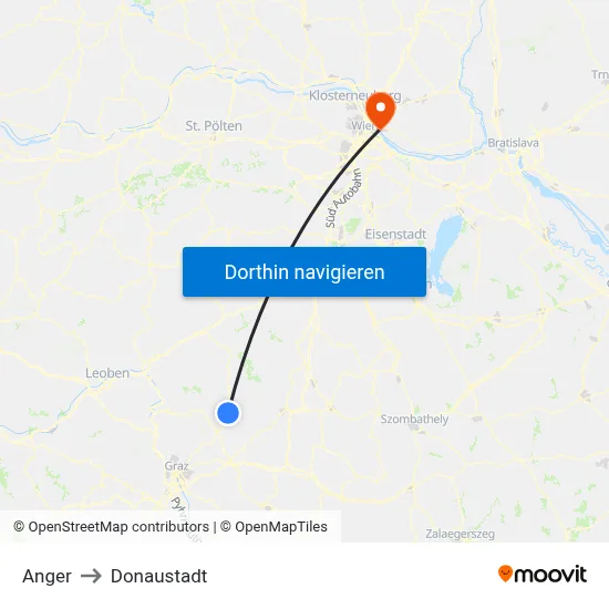 Anger to Donaustadt map