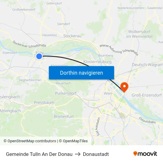 Gemeinde Tulln An Der Donau to Donaustadt map