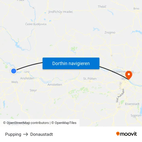 Pupping to Donaustadt map