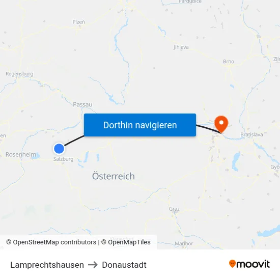 Lamprechtshausen to Donaustadt map