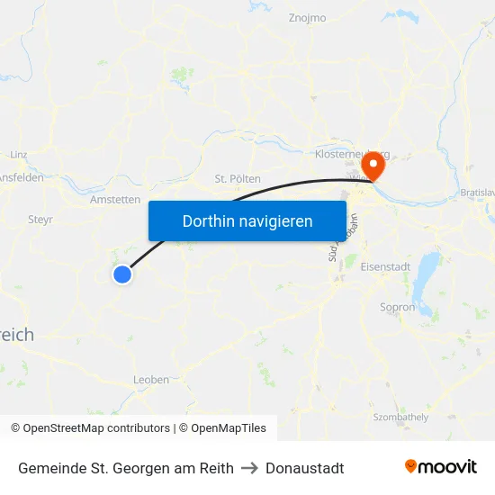 Gemeinde St. Georgen am Reith to Donaustadt map