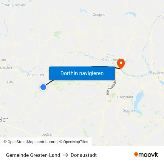 Gemeinde Gresten-Land to Donaustadt map