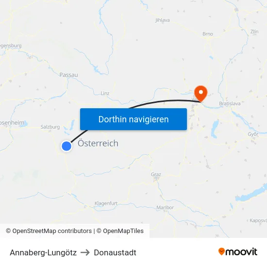 Annaberg-Lungötz to Donaustadt map