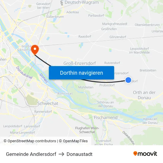 Gemeinde Andlersdorf to Donaustadt map