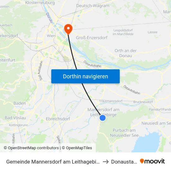 Gemeinde Mannersdorf am Leithagebirge to Donaustadt map