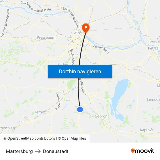 Mattersburg to Donaustadt map