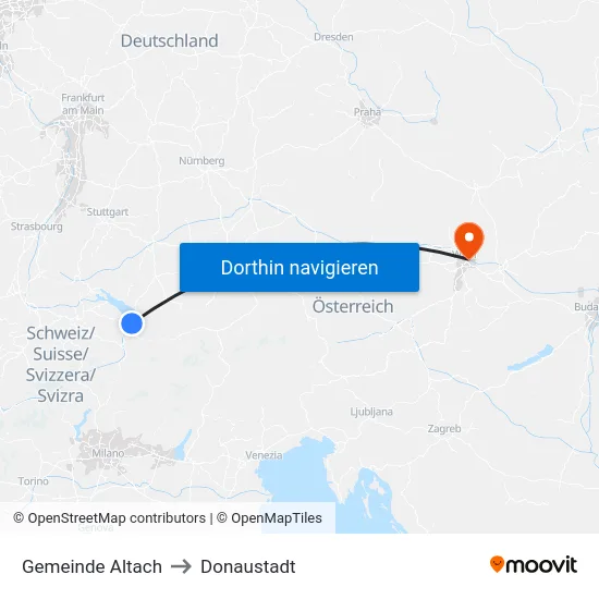 Gemeinde Altach to Donaustadt map