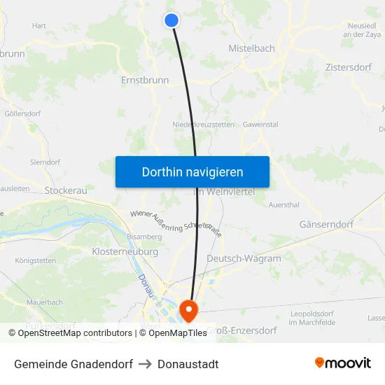 Gemeinde Gnadendorf to Donaustadt map
