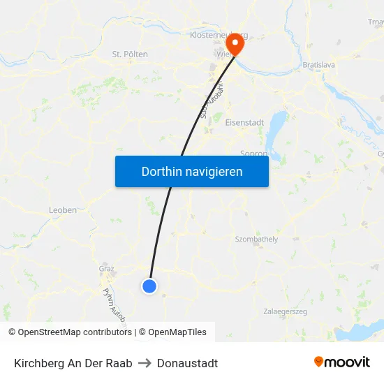 Kirchberg An Der Raab to Donaustadt map