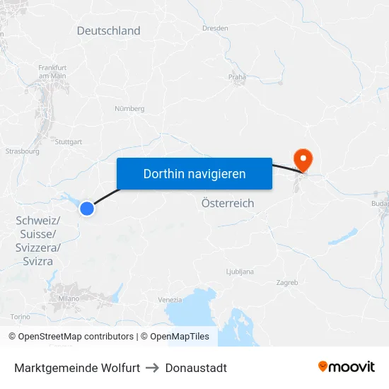 Marktgemeinde Wolfurt to Donaustadt map