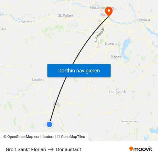 Groß Sankt Florian to Donaustadt map