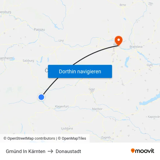 Gmünd In Kärnten to Donaustadt map