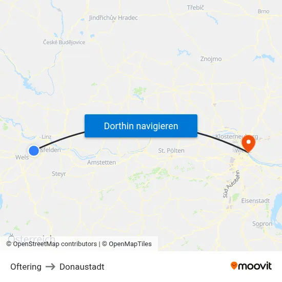 Oftering to Donaustadt map