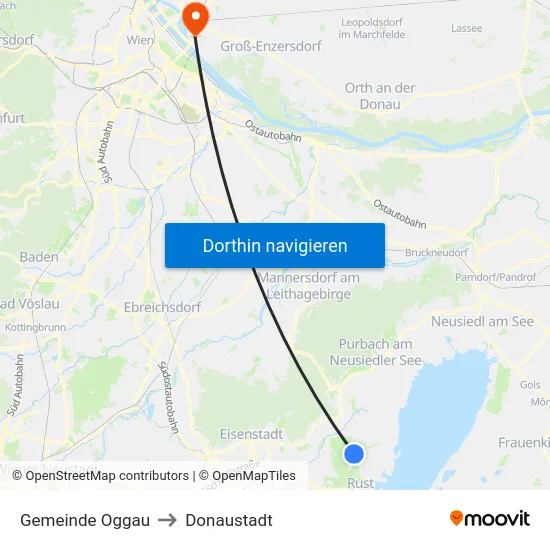 Gemeinde Oggau to Donaustadt map