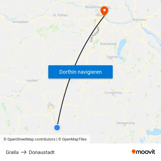 Gralla to Donaustadt map
