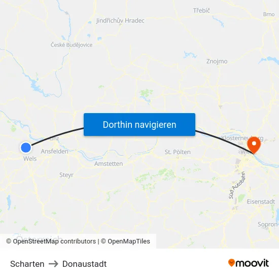 Scharten to Donaustadt map
