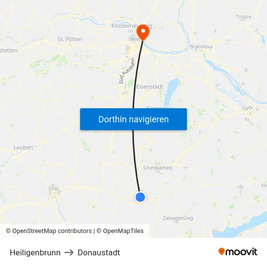 Heiligenbrunn to Donaustadt map