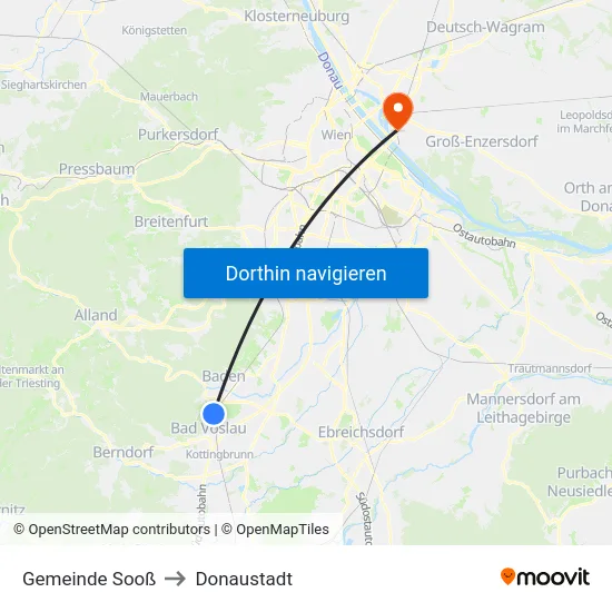 Gemeinde Sooß to Donaustadt map