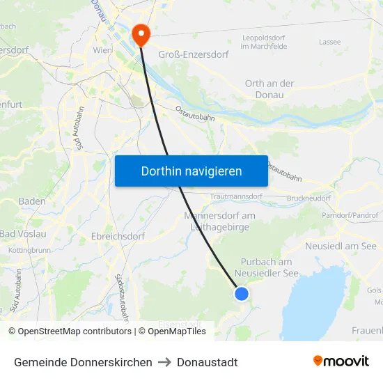 Gemeinde Donnerskirchen to Donaustadt map