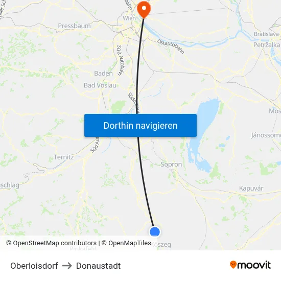 Oberloisdorf to Donaustadt map