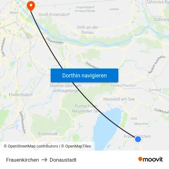 Frauenkirchen to Donaustadt map