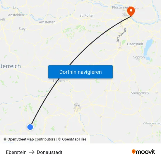 Eberstein to Donaustadt map