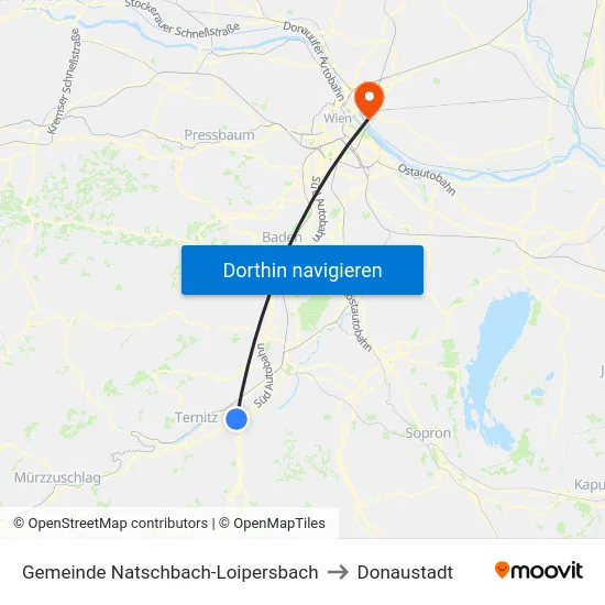 Gemeinde Natschbach-Loipersbach to Donaustadt map