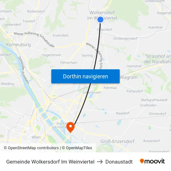 Gemeinde Wolkersdorf Im Weinviertel to Donaustadt map