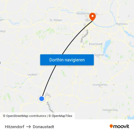 Hitzendorf to Donaustadt map