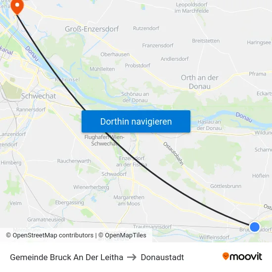 Gemeinde Bruck An Der Leitha to Donaustadt map
