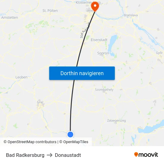 Bad Radkersburg to Donaustadt map