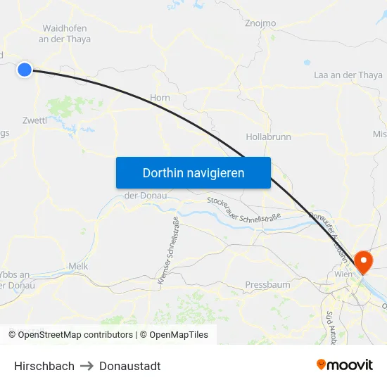 Hirschbach to Donaustadt map