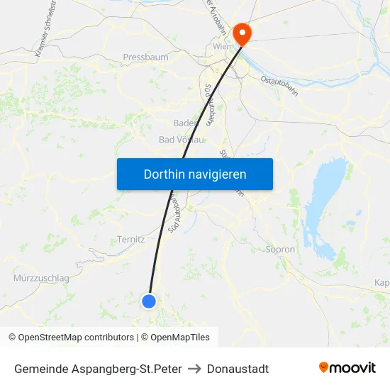 Gemeinde Aspangberg-St.Peter to Donaustadt map