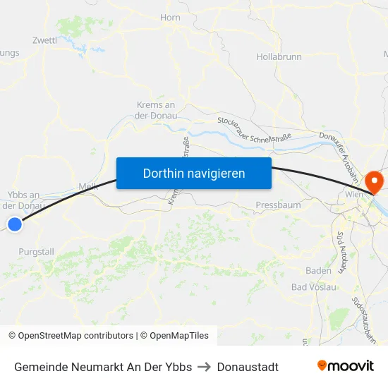 Gemeinde Neumarkt An Der Ybbs to Donaustadt map